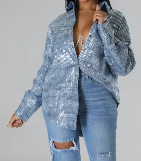 Denim Blue Sequin Top