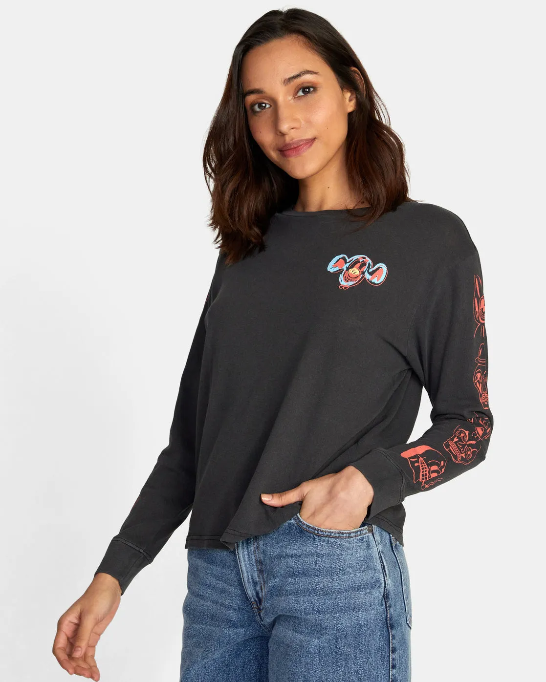 Dmote Gang Long Sleeve Tee - RVCA Black