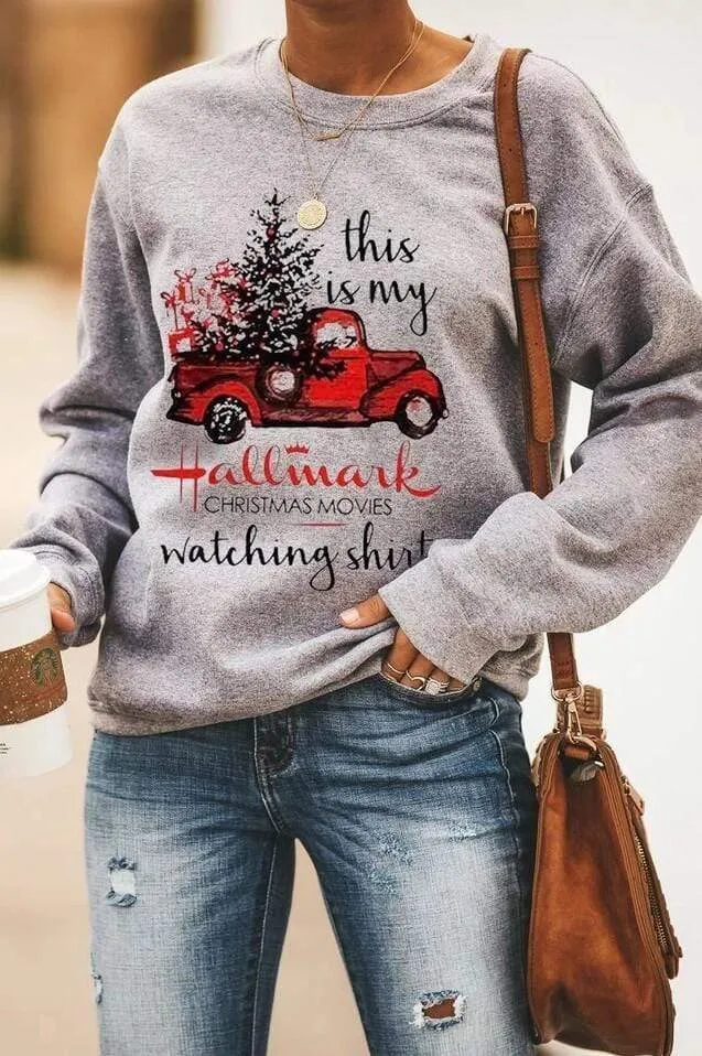 Dunnmall Christmas Printed Round Neck Sweater