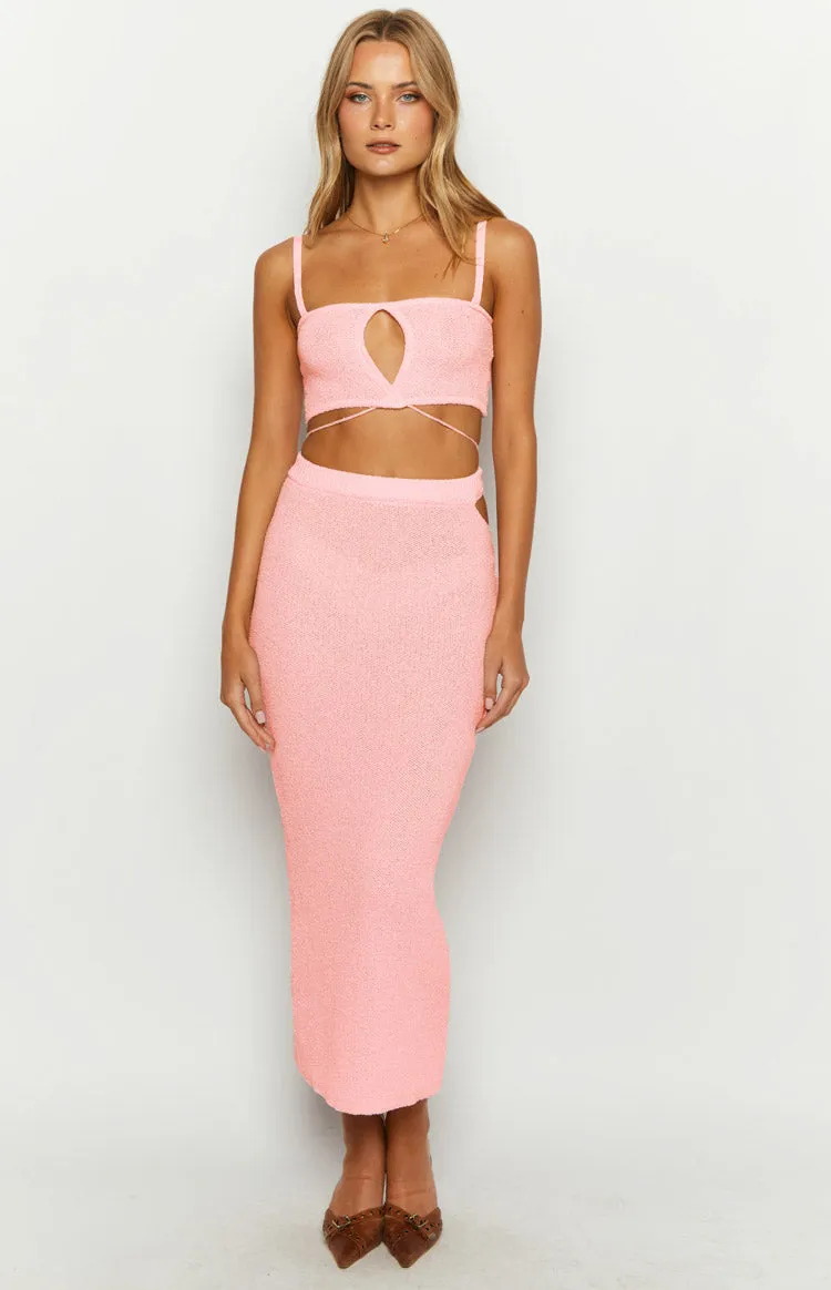 Ellah Pink Knit Midi Skirt