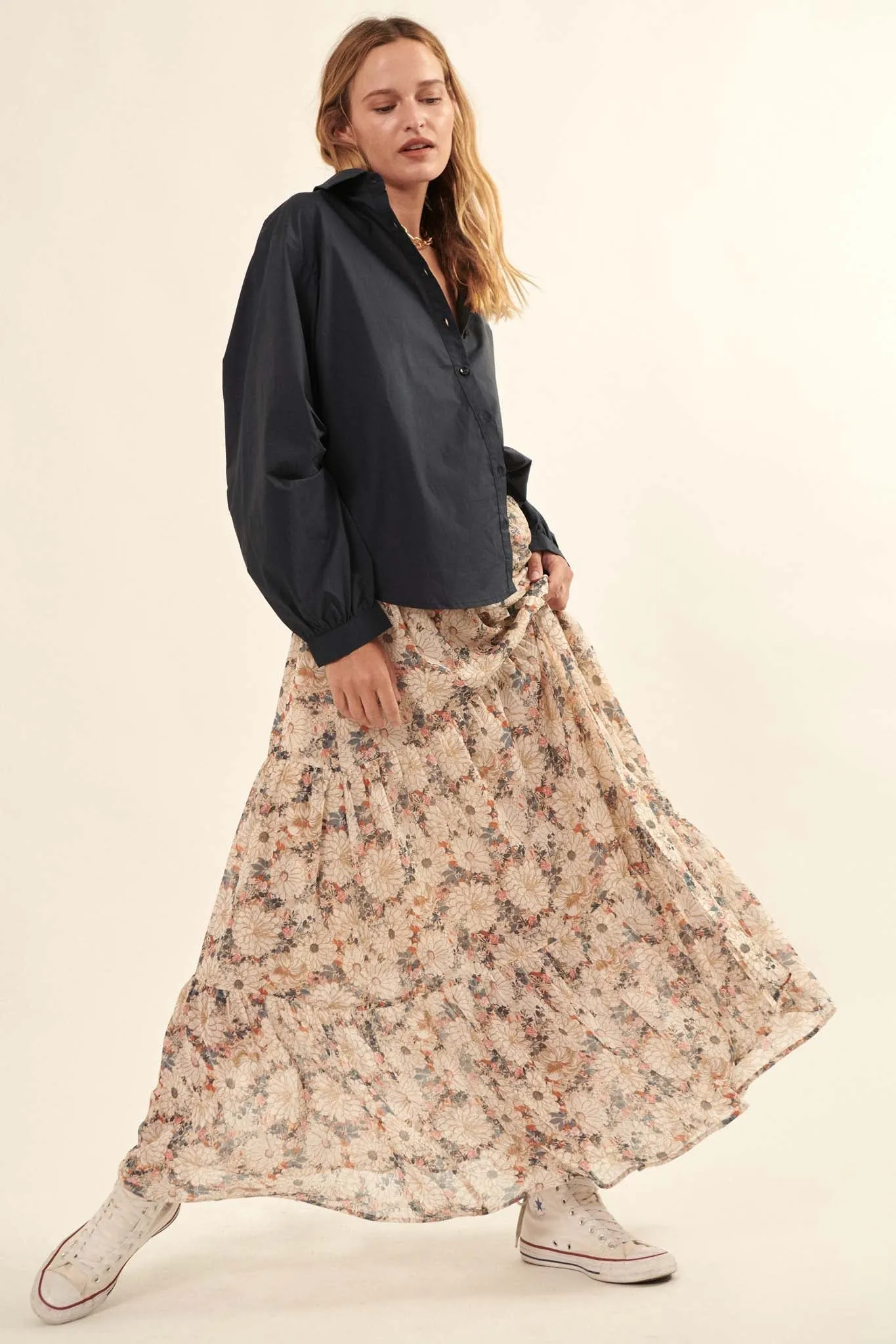 Embrace the Day Tiered Floral Maxi Skirt