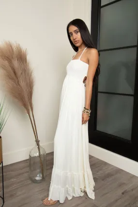 Endless Love Summer Halter Maxi Dress - Off White