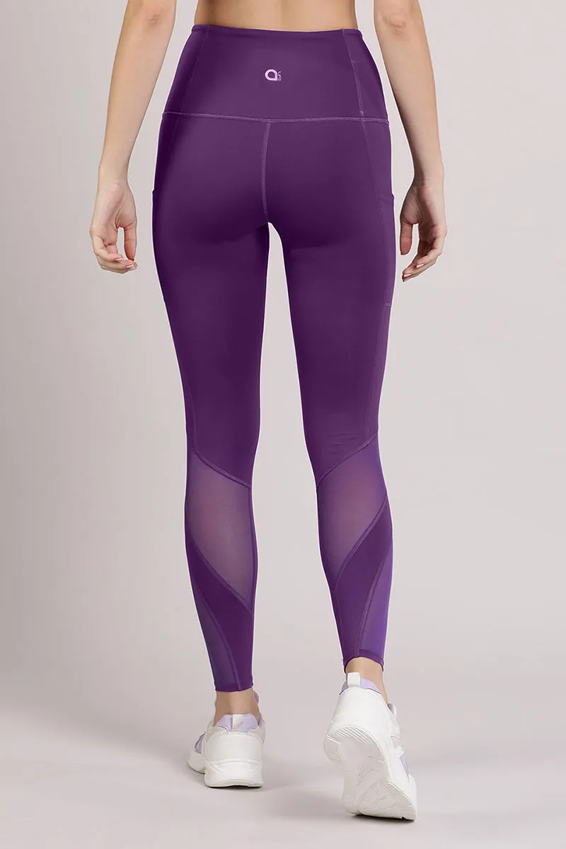 Energize Panelled Tights - Imperial Purple