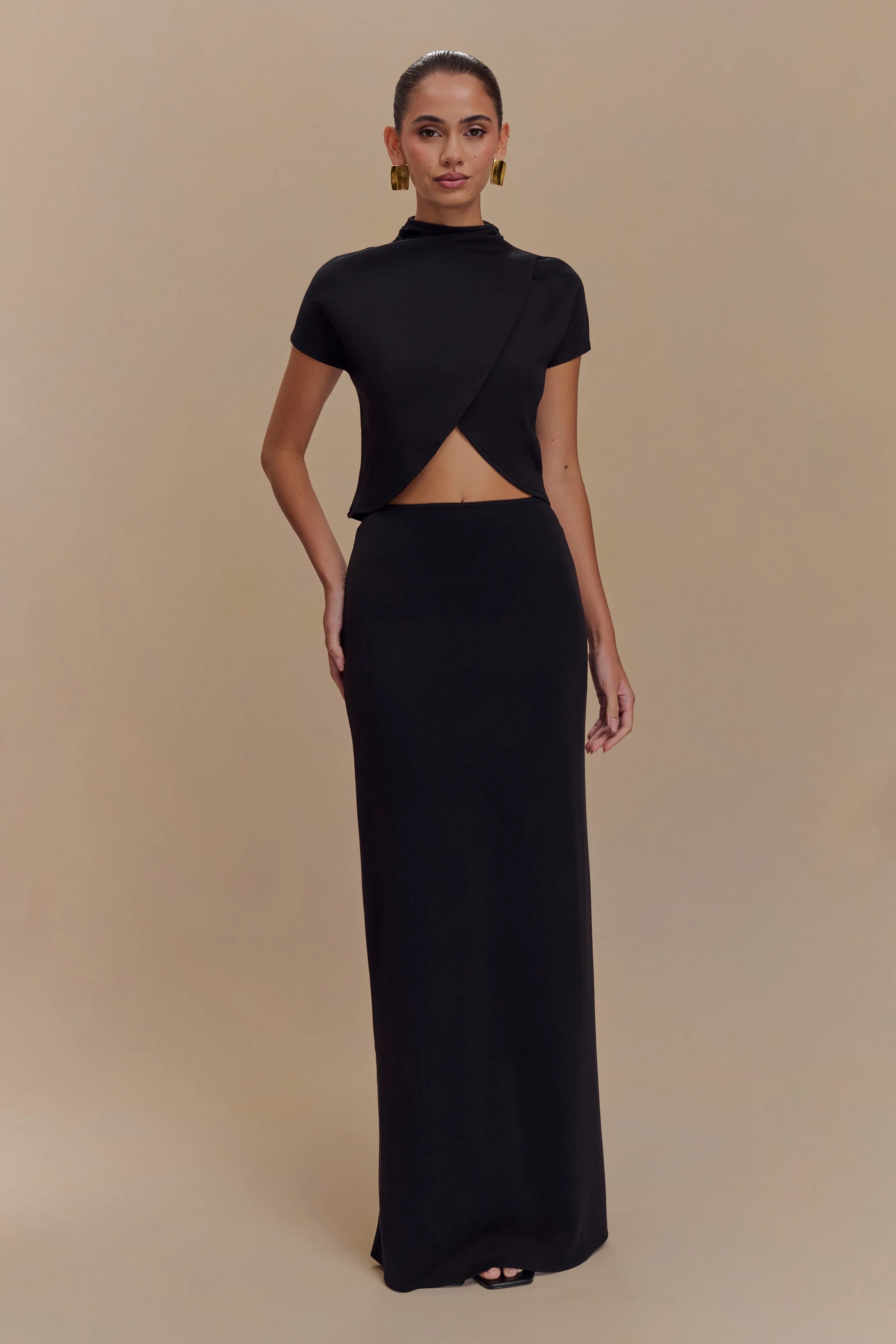 Eris Scuba Jersey Maxi Skirt - Black