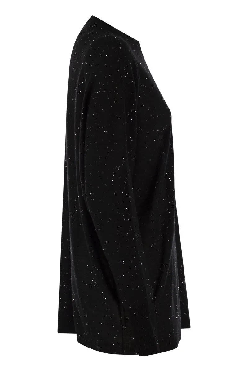 FABIANA FILIPPI Elegant Oversized Crew-Neck Sweater with Sequin Detail