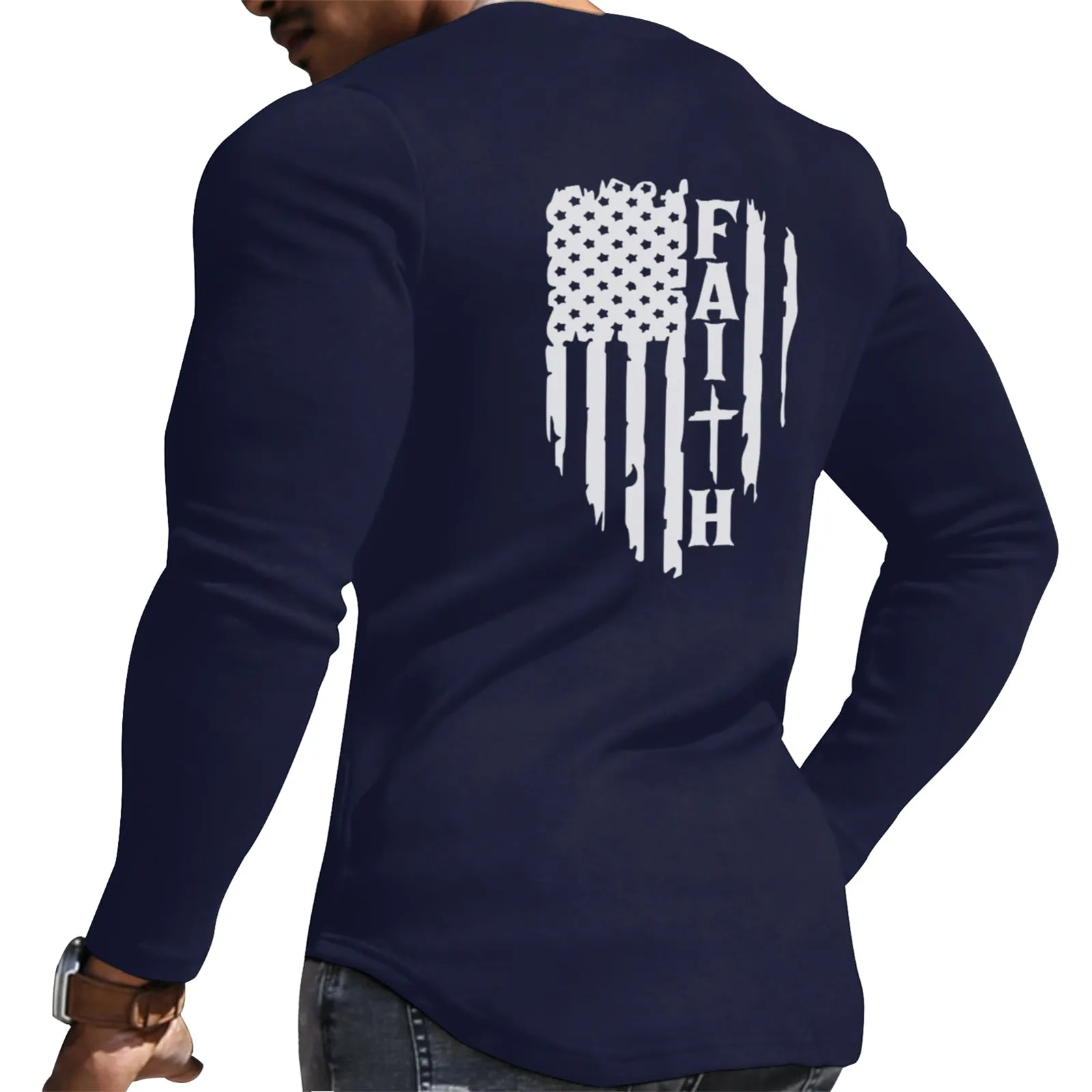 FAITH USA FLAG  GRAPHIC LONG SLEEVE SHIRT