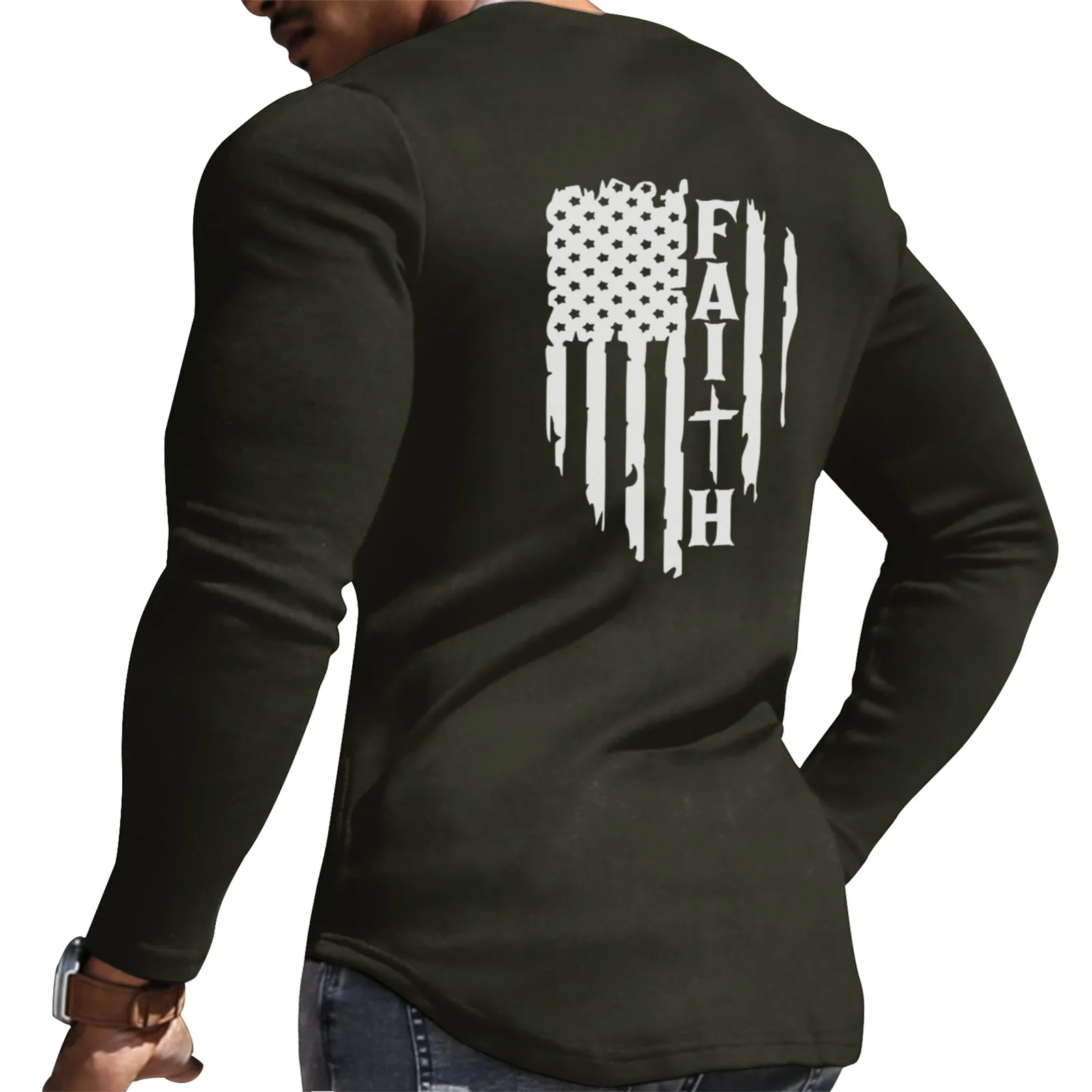 FAITH USA FLAG  GRAPHIC LONG SLEEVE SHIRT