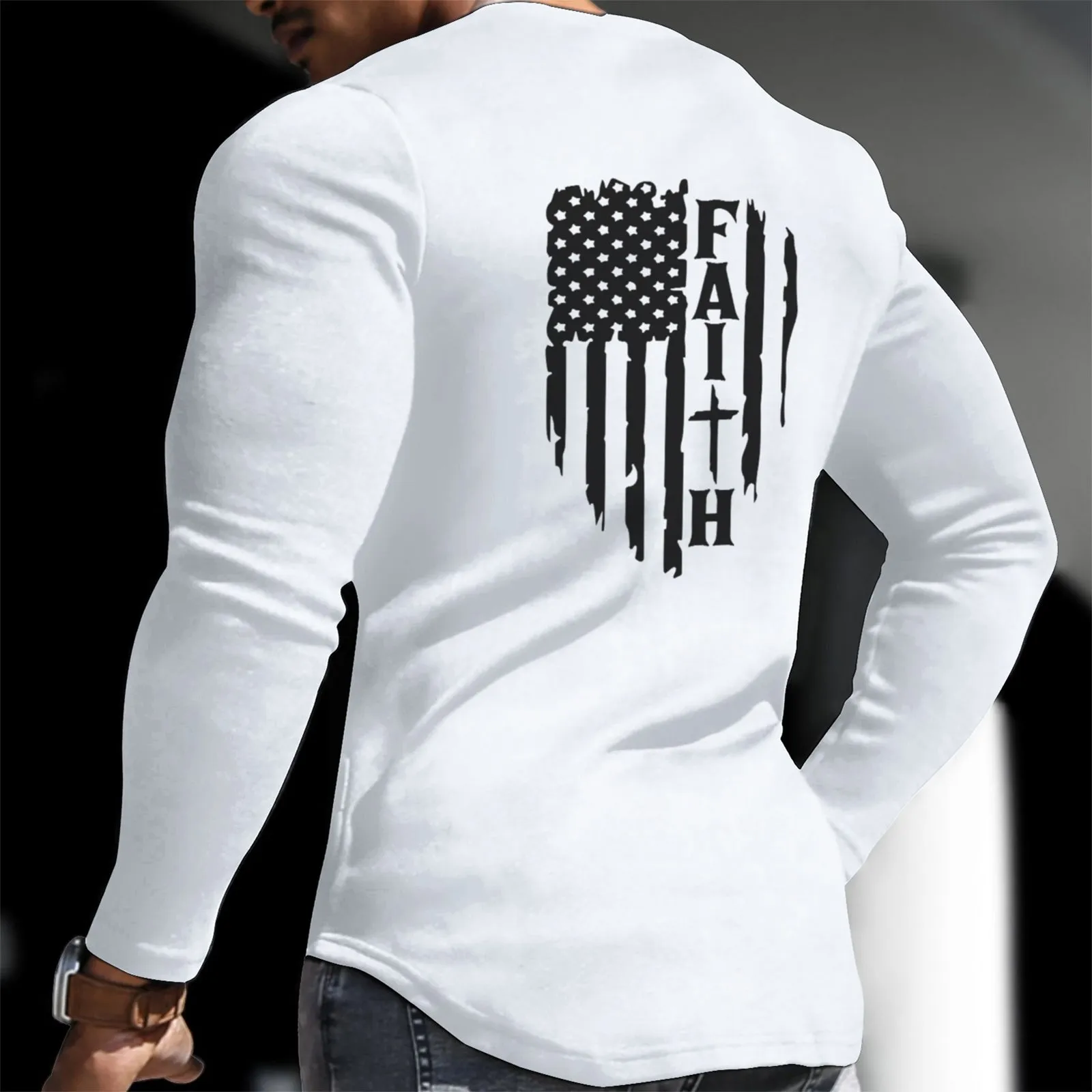 FAITH USA FLAG  GRAPHIC LONG SLEEVE SHIRT