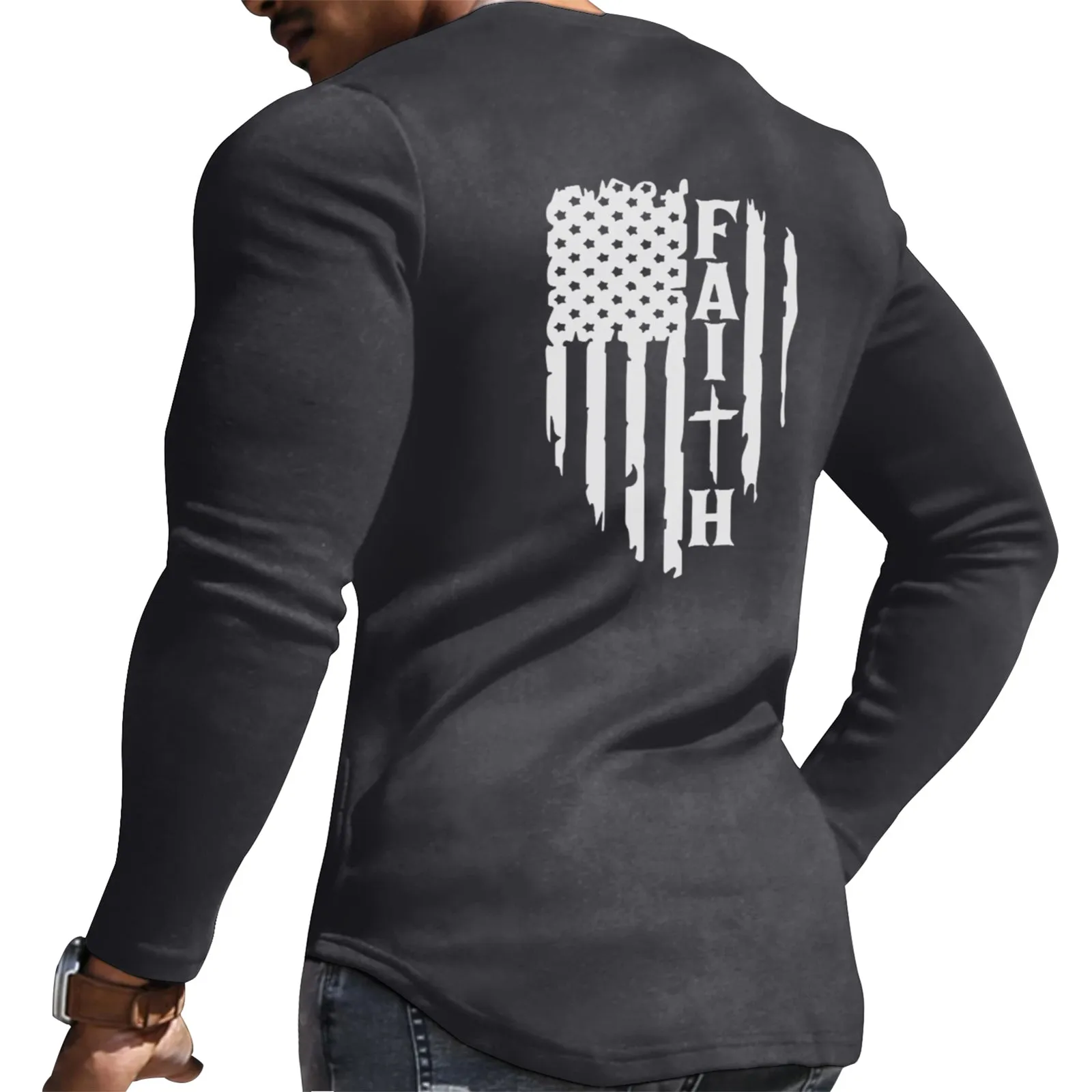 FAITH USA FLAG  GRAPHIC LONG SLEEVE SHIRT