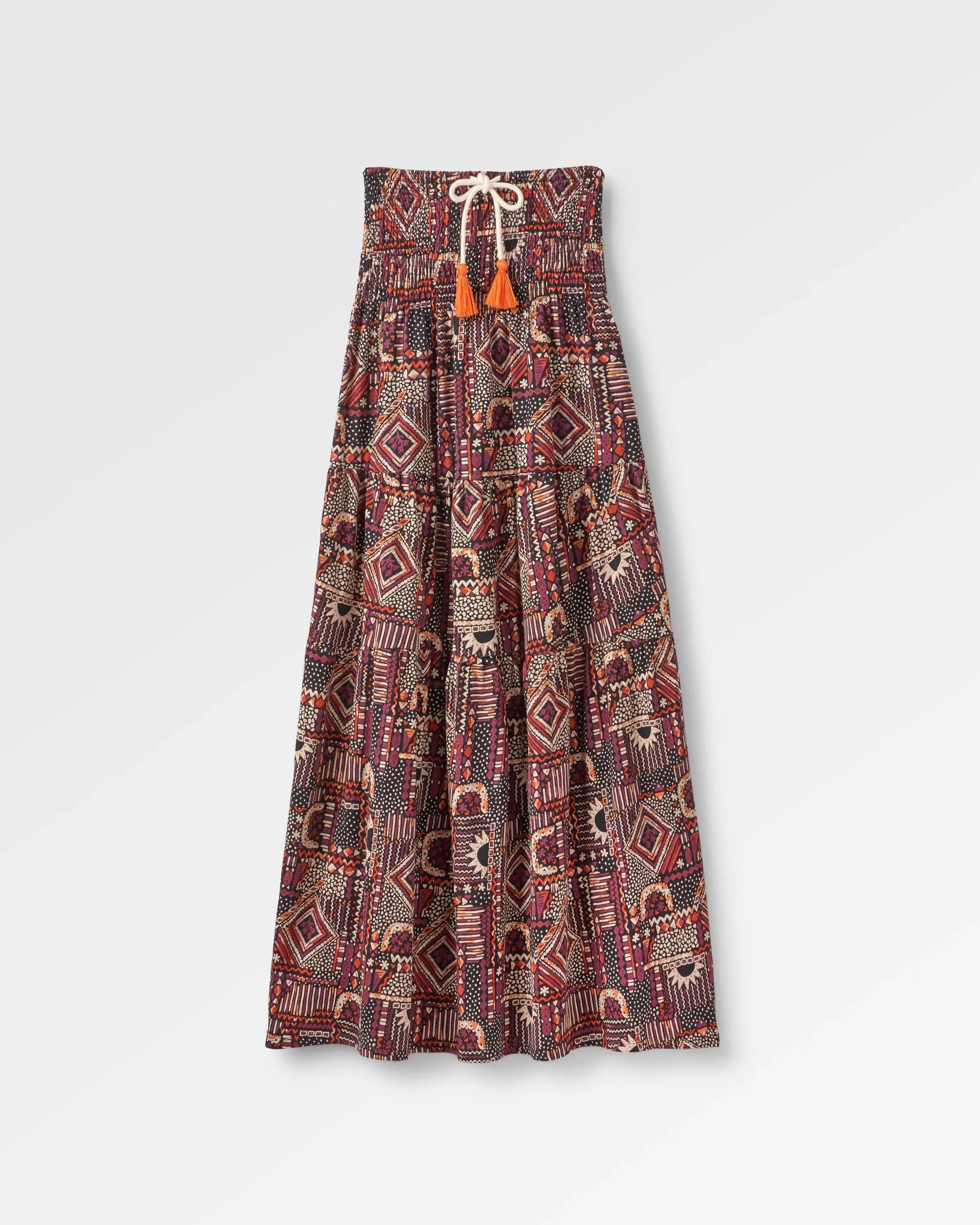 Fareway Recycled Cotton Maxi Skirt - Vintage Patchwork Black/Multi