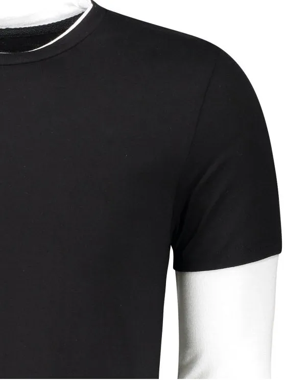 Fashion Long Sleeve Two Tone T Shirt