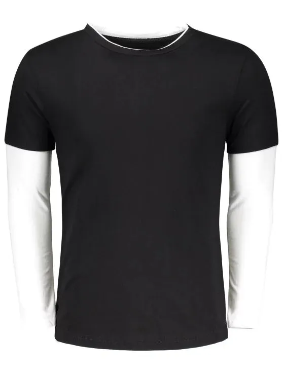 Fashion Long Sleeve Two Tone T Shirt