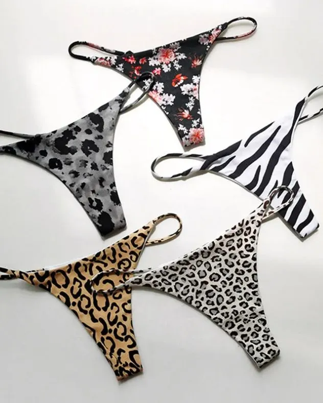 Female Leopard Print T-back Thong