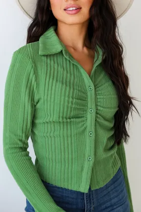 FINAL SALE - Chic Expression Brushed Ribbed Knit Collared Top