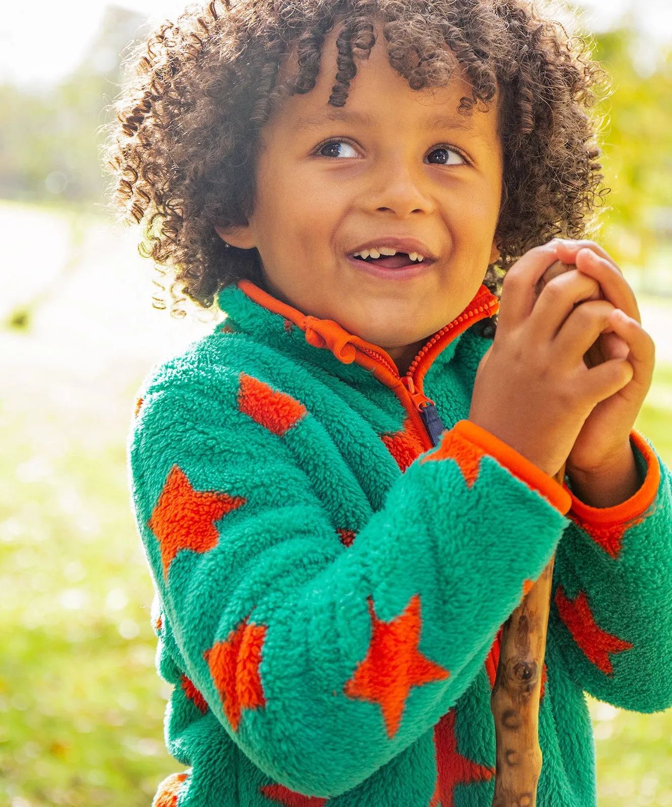 Frugi Zipped Ted Fleece Jacket - Bonfire Stars