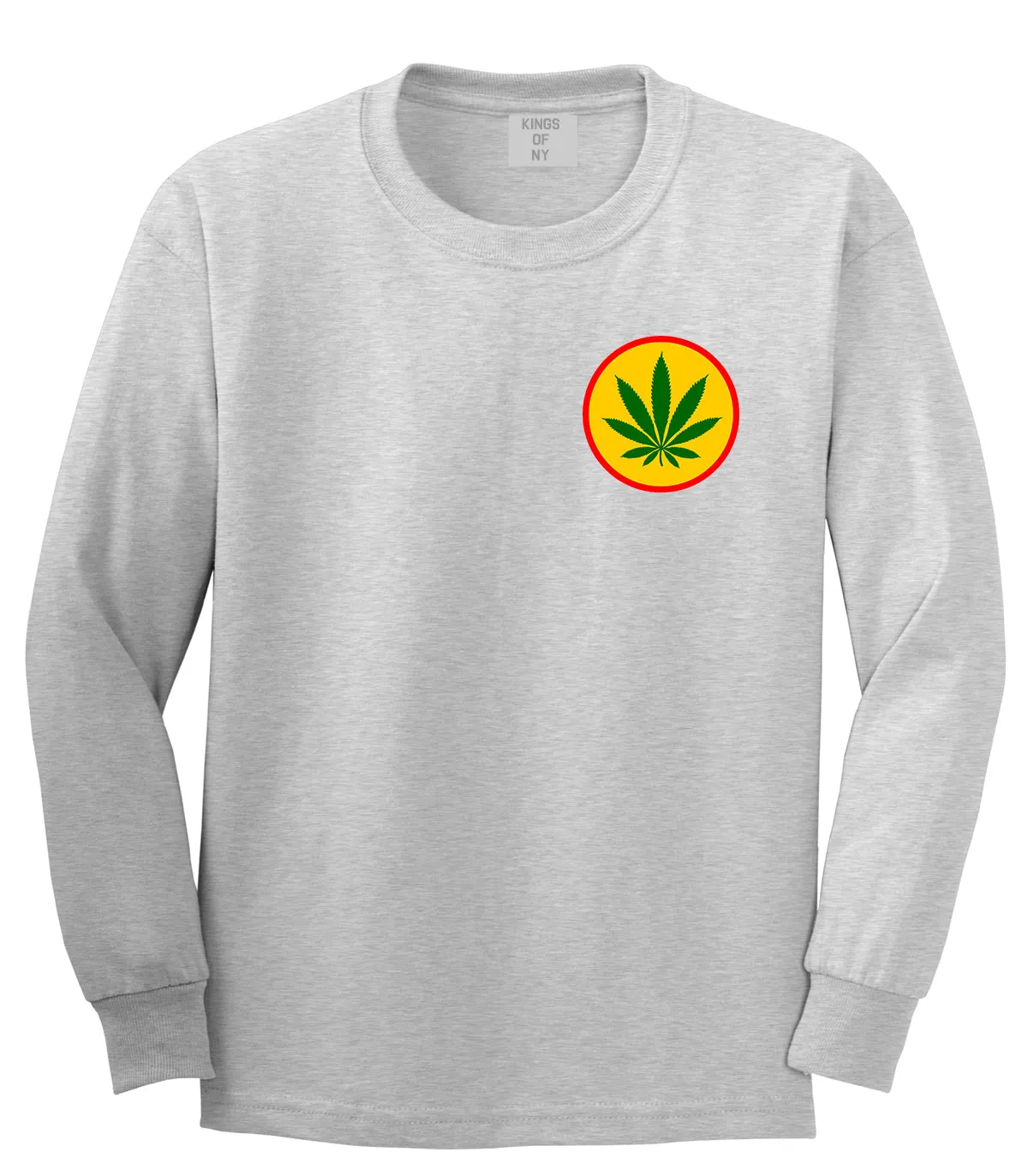 Ganja Green Weed Leaf Chest Mens Long Sleeve T-Shirt