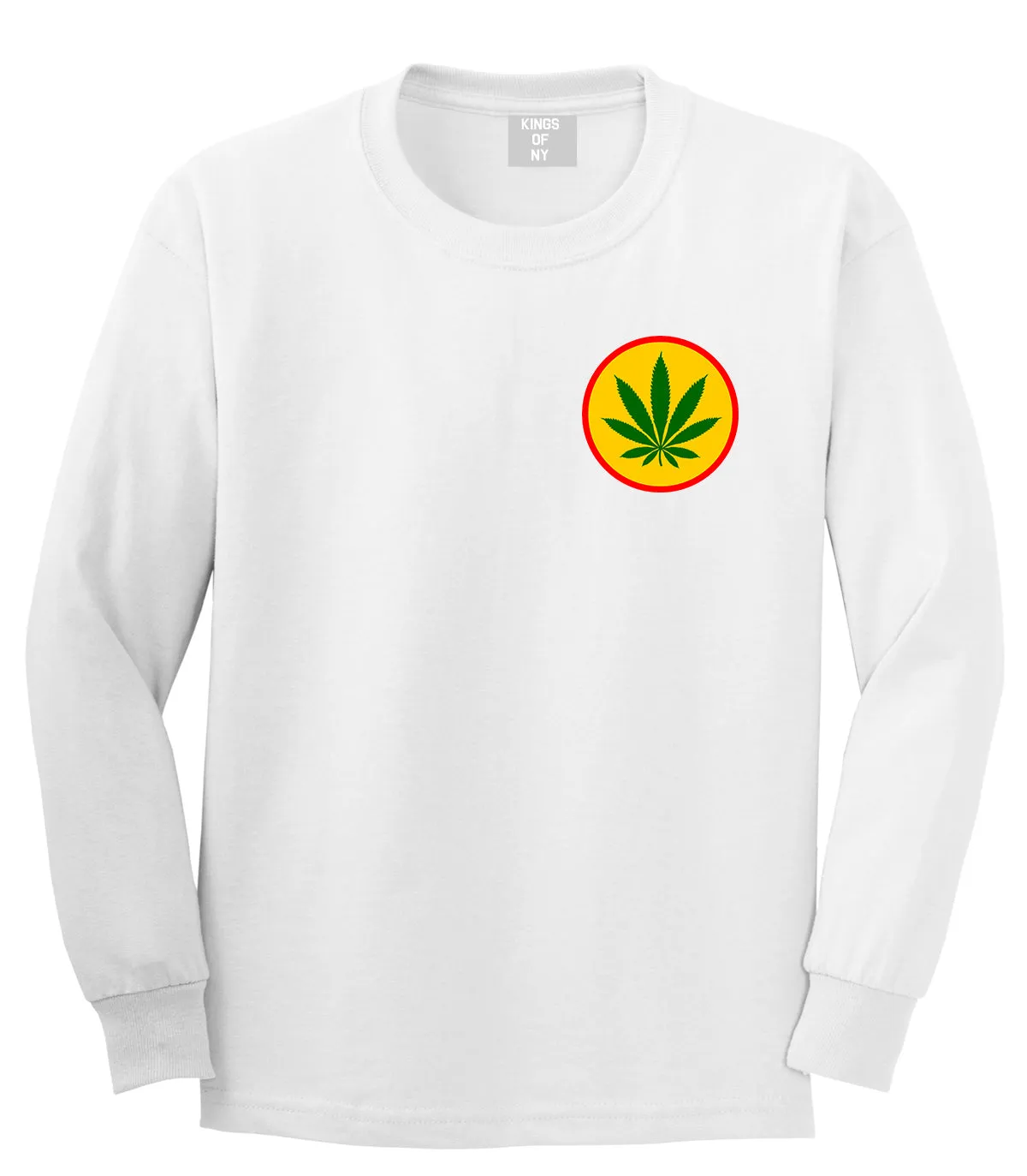 Ganja Green Weed Leaf Chest Mens Long Sleeve T-Shirt