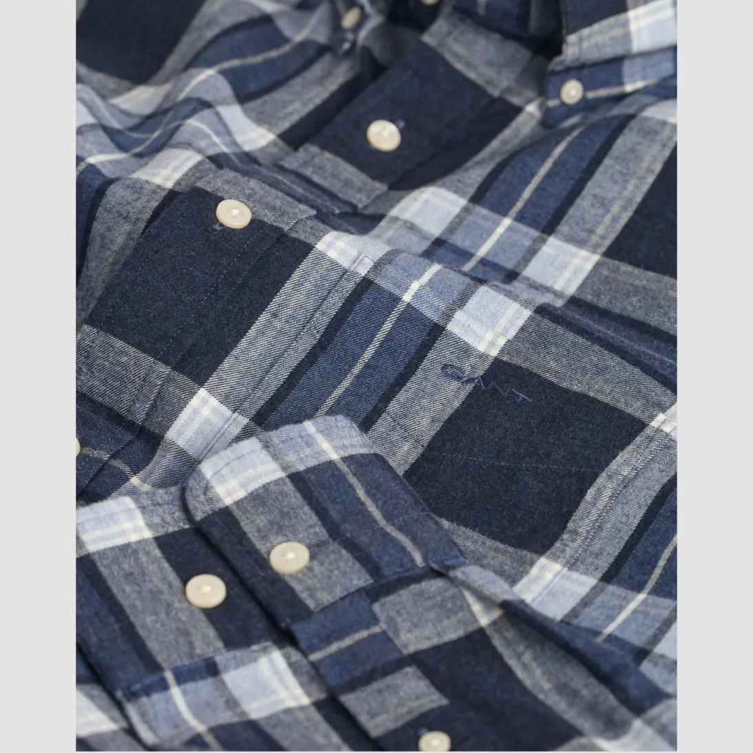 GANT Regular Fit Tartan Melange Checked Shirt Evening Blue 3240198