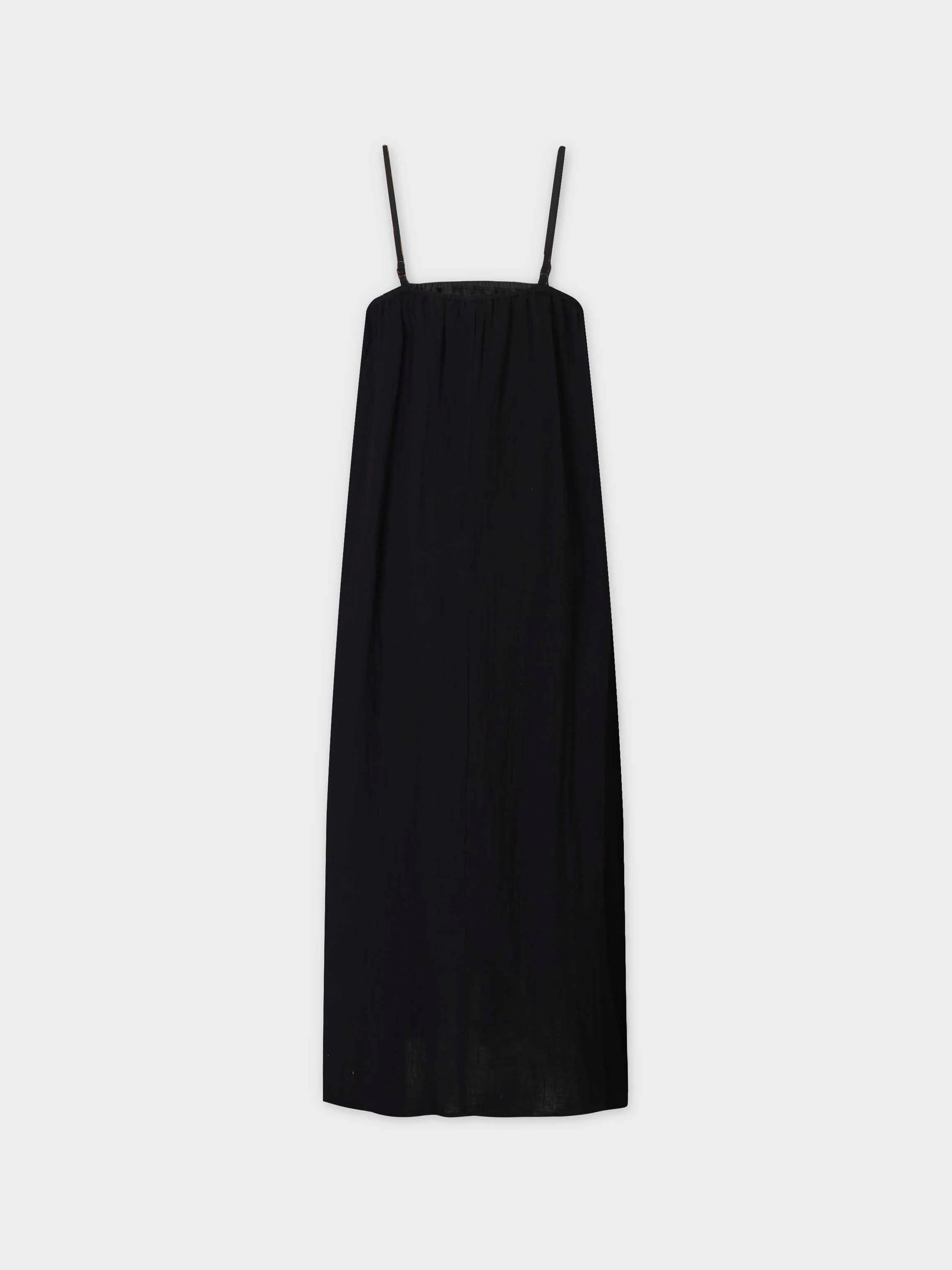 Gauze Slip Dress-Black