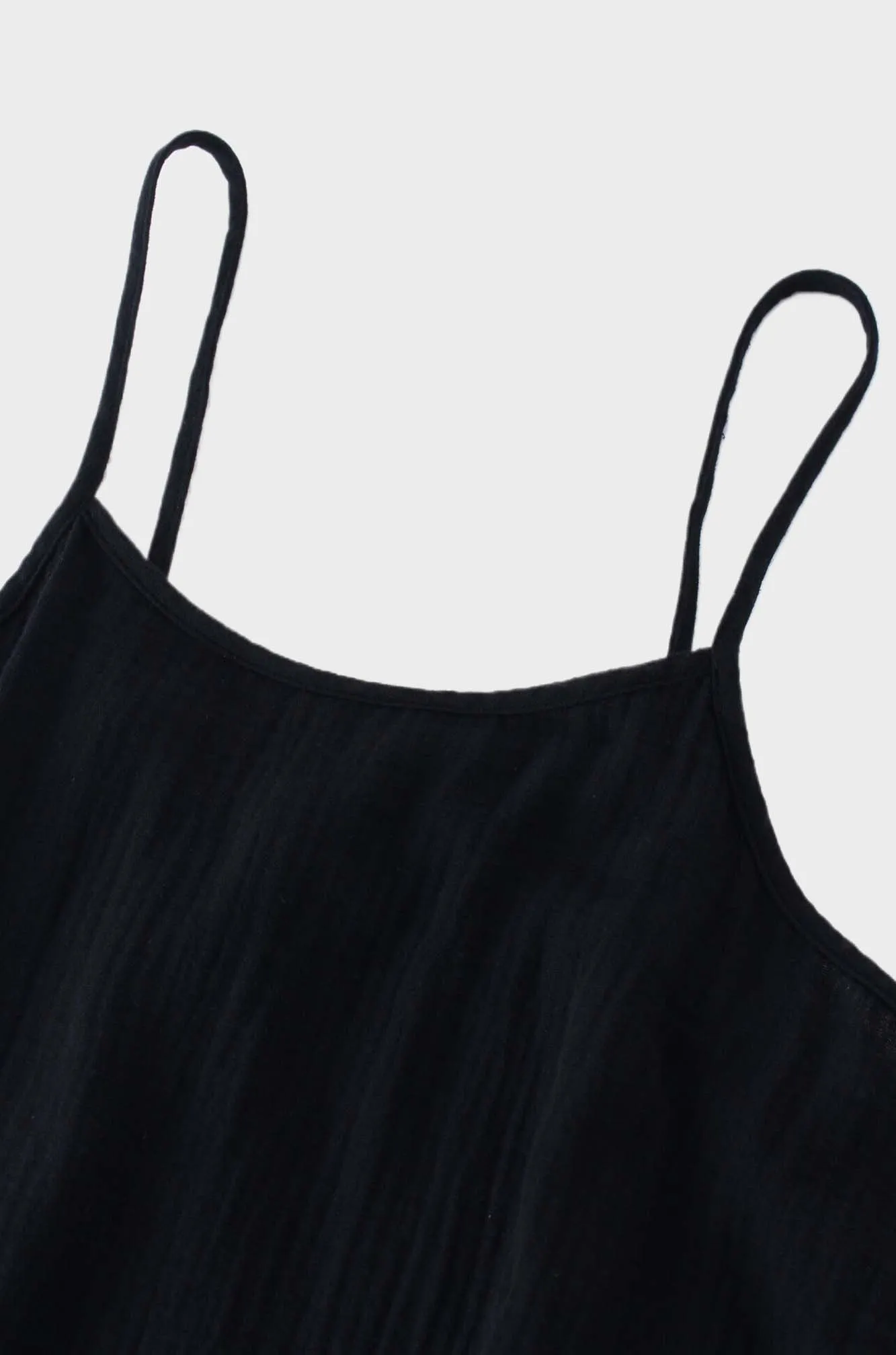 Gauze Slip Dress-Black