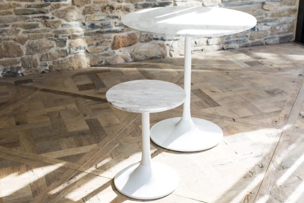 Gillmore Space Swan Circular Side Table White Marble Top