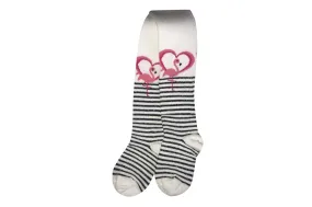 Girl's Cotton Tights - Flamingoes - Stripes