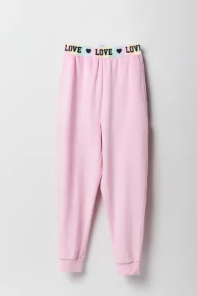 Girls Velour Love Elastic Waist Jogger