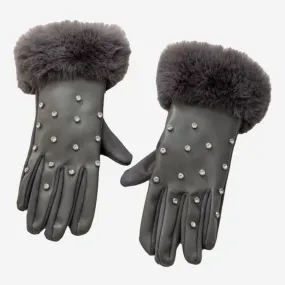 GLOVES WITH FAUX CUFFS IN GREY