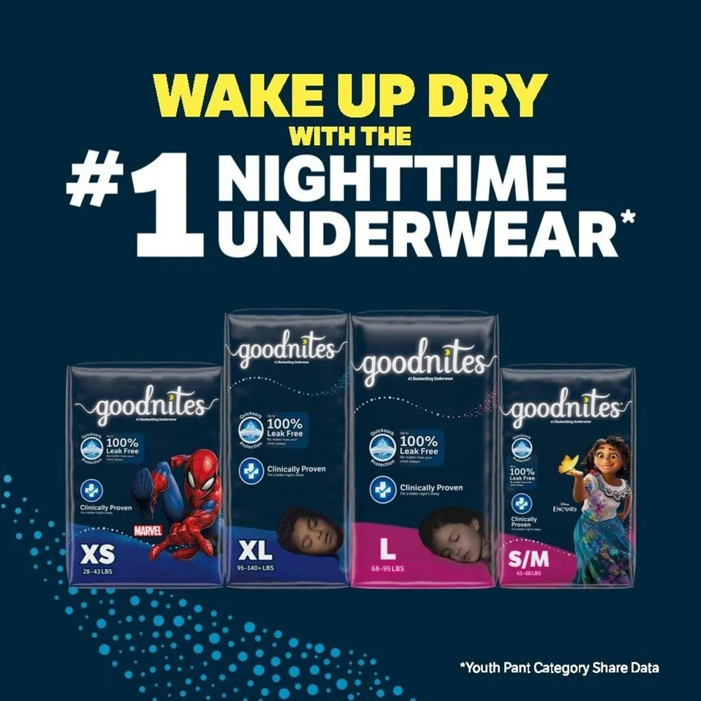 Goodnites Boys' Nighttime Bedwetting Underwear - XS - 44ct