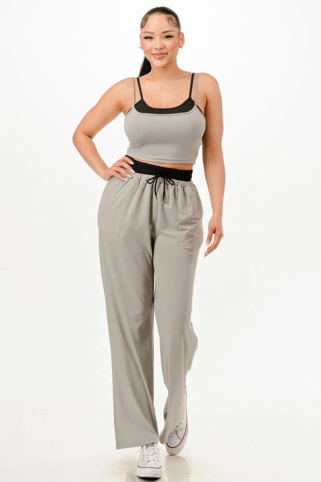 Gray Tank Top And Sweatpants Set