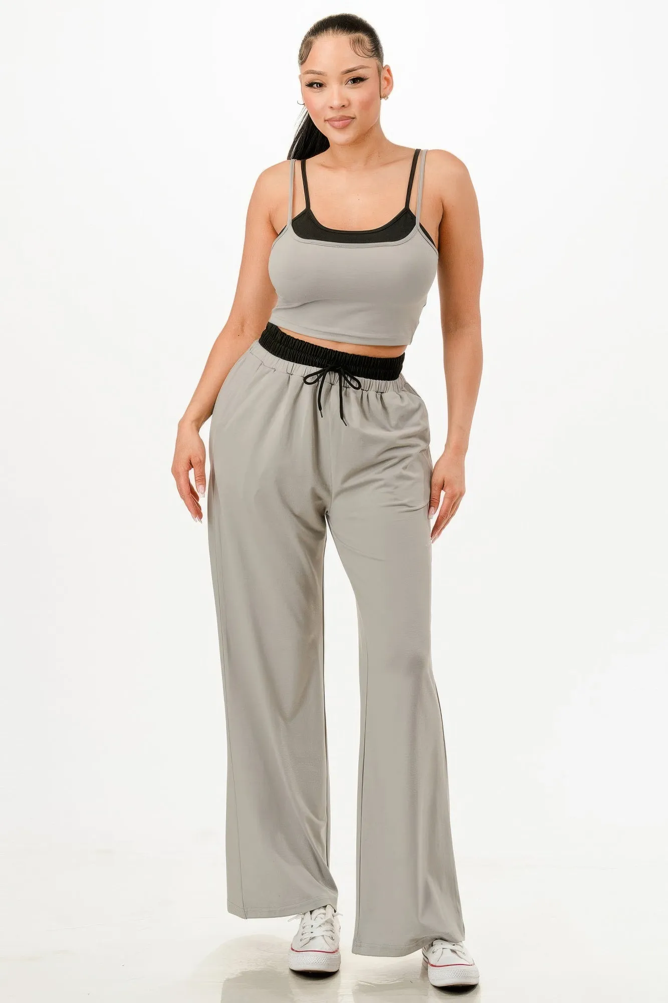 Gray Tank Top And Sweatpants Set