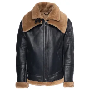 Graysen black Aviator bomber shearling jacket