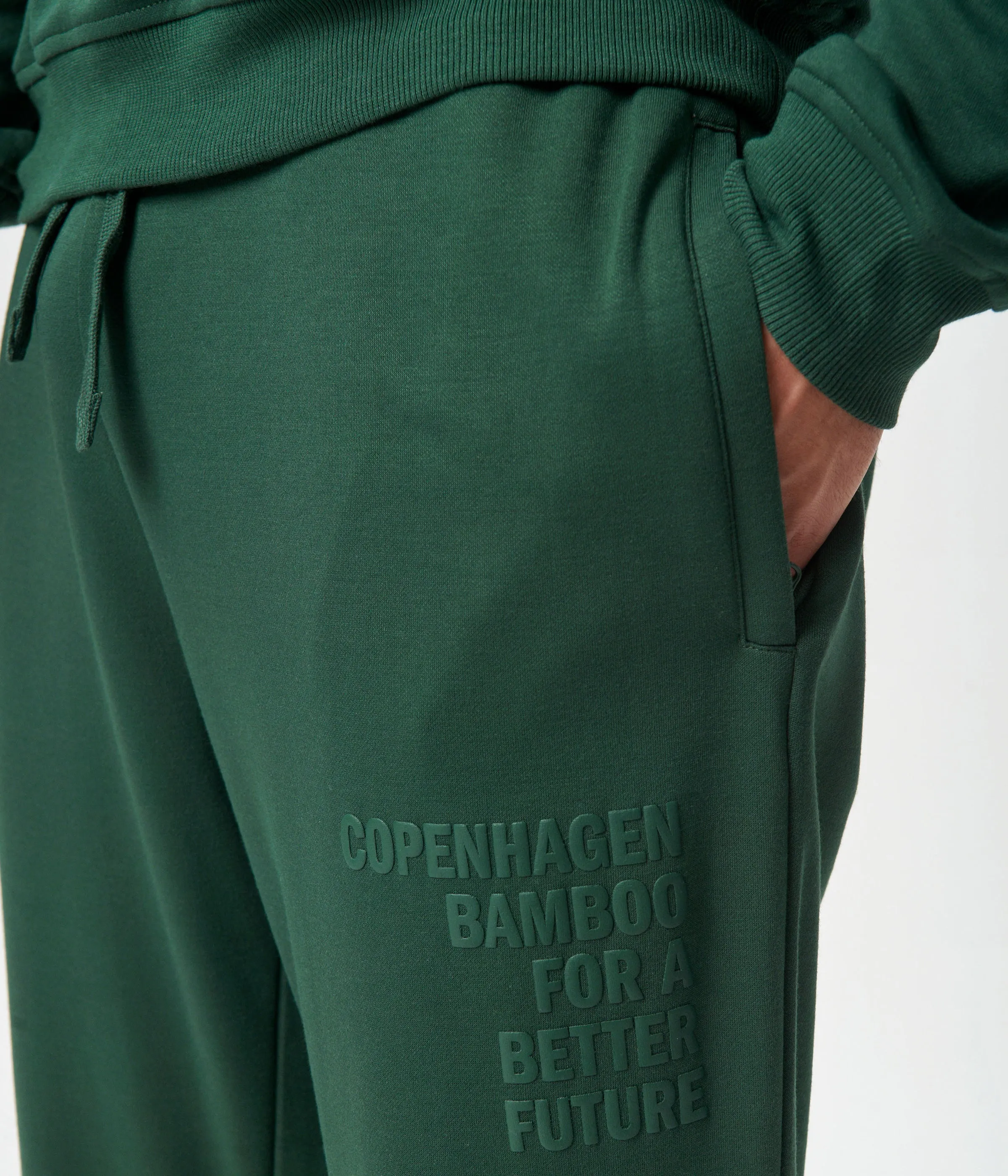 Green bamboo hoodie track suit with logo