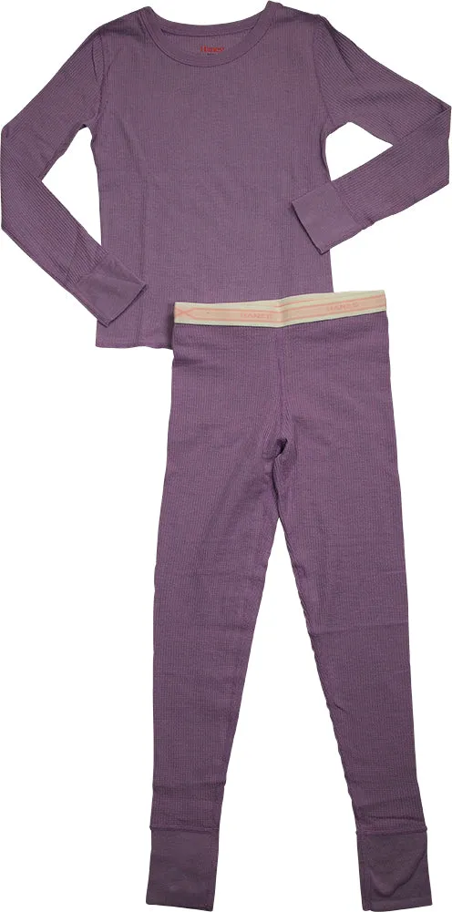 Hanes Girl's X-Temp Thermal Preshrunk Underwear Sets - Solids and Printed