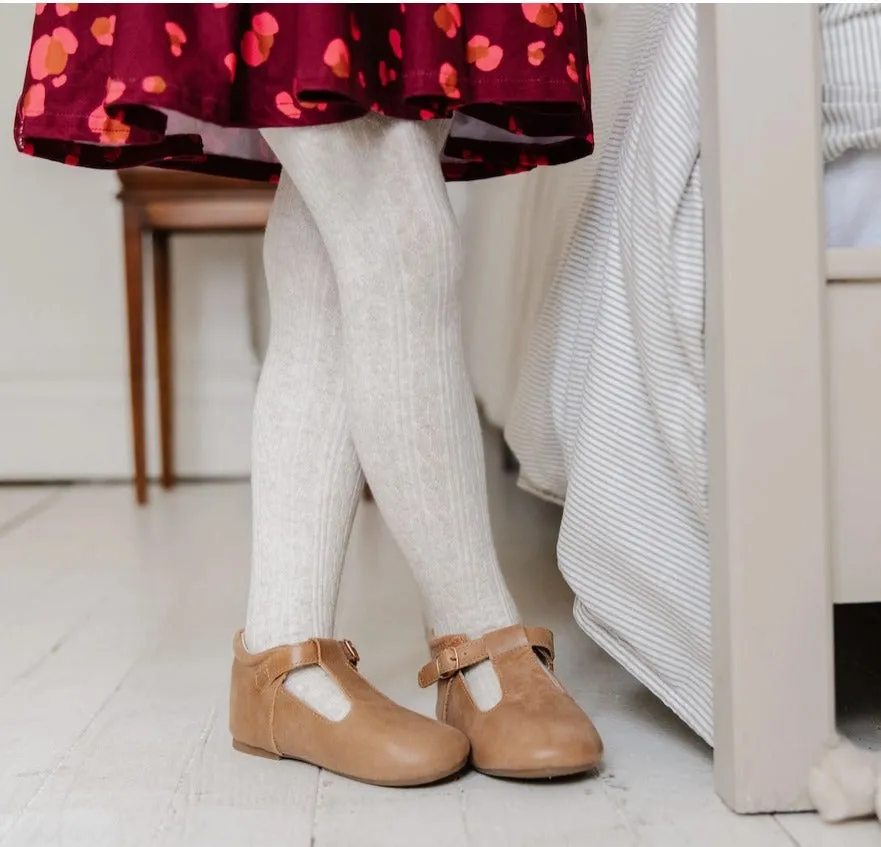 Heathered Ivory Cable Knit Tights  || Little Stocking Co