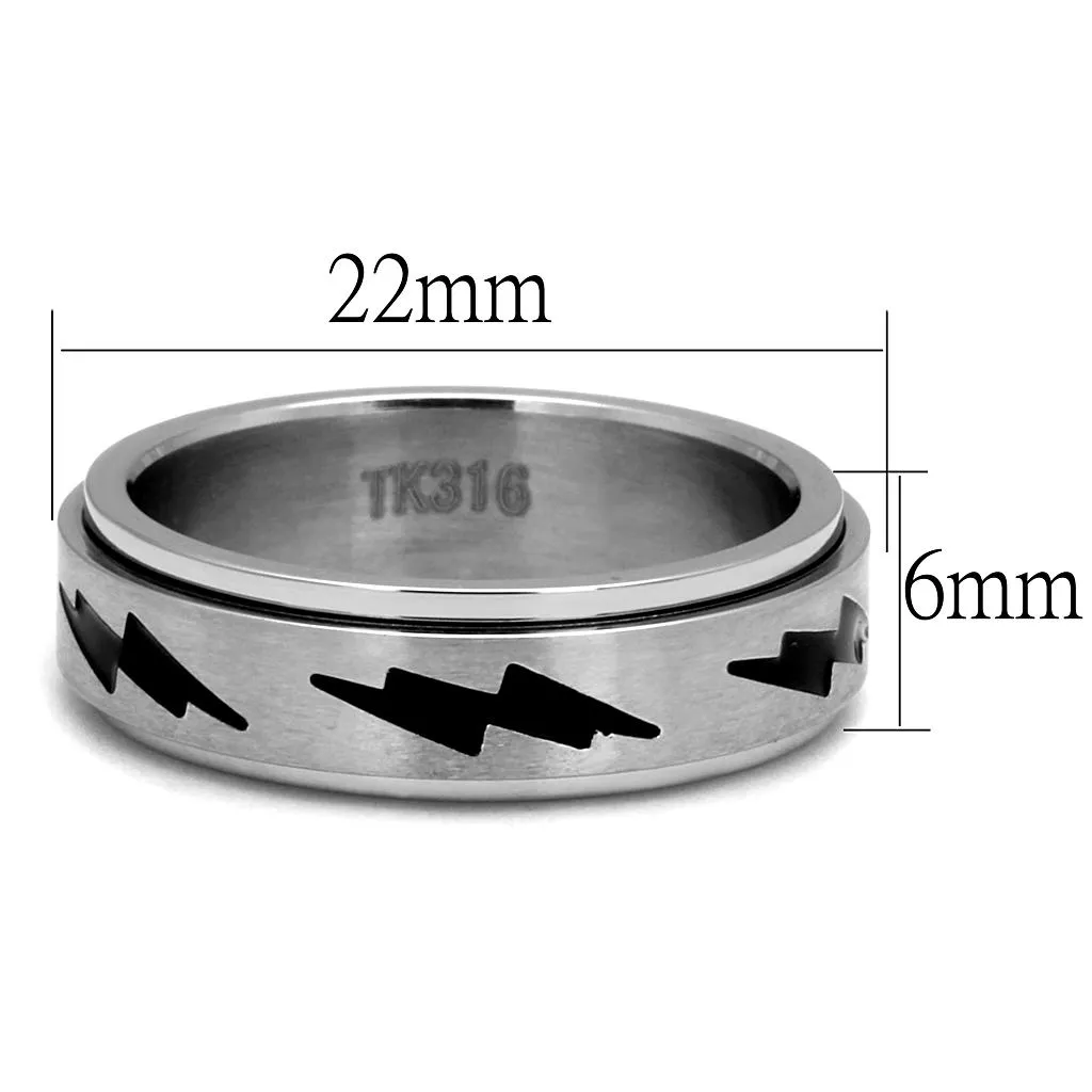 High polished (no plating) Stainless Steel Ring with Epoxy in Jet for Women Style TK2926