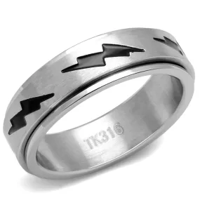 High polished (no plating) Stainless Steel Ring with Epoxy in Jet for Women Style TK2926