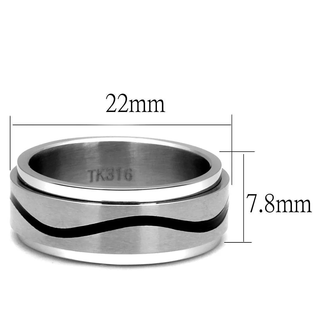 High polished (no plating) Stainless Steel Ring with Epoxy in Jet for Women Style TK2929