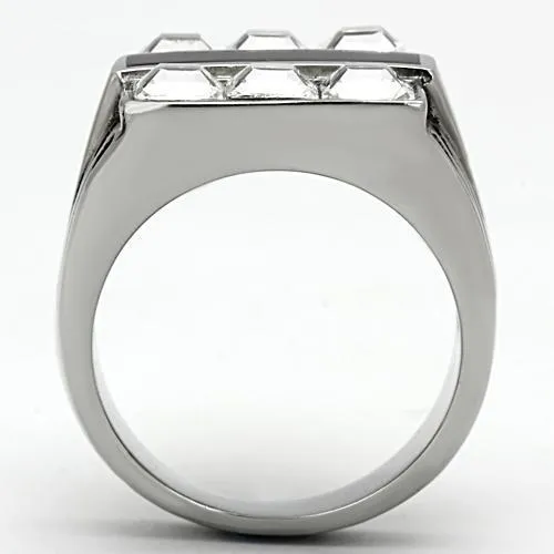 High polished (no plating) Stainless Steel Ring with Top Grade Crystal in Clear for Women Style TK920