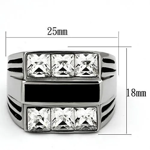 High polished (no plating) Stainless Steel Ring with Top Grade Crystal in Clear for Women Style TK920