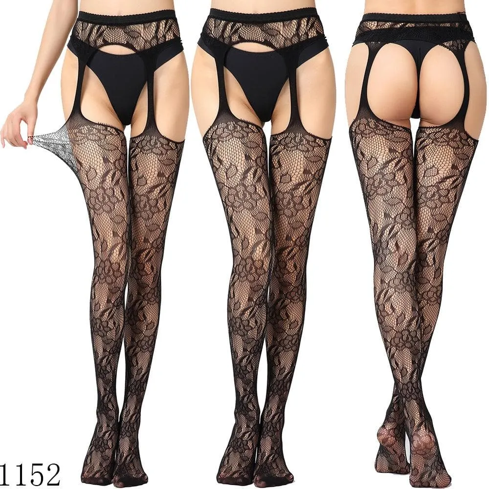 High waist suspender fishnet garter tights pantyhose