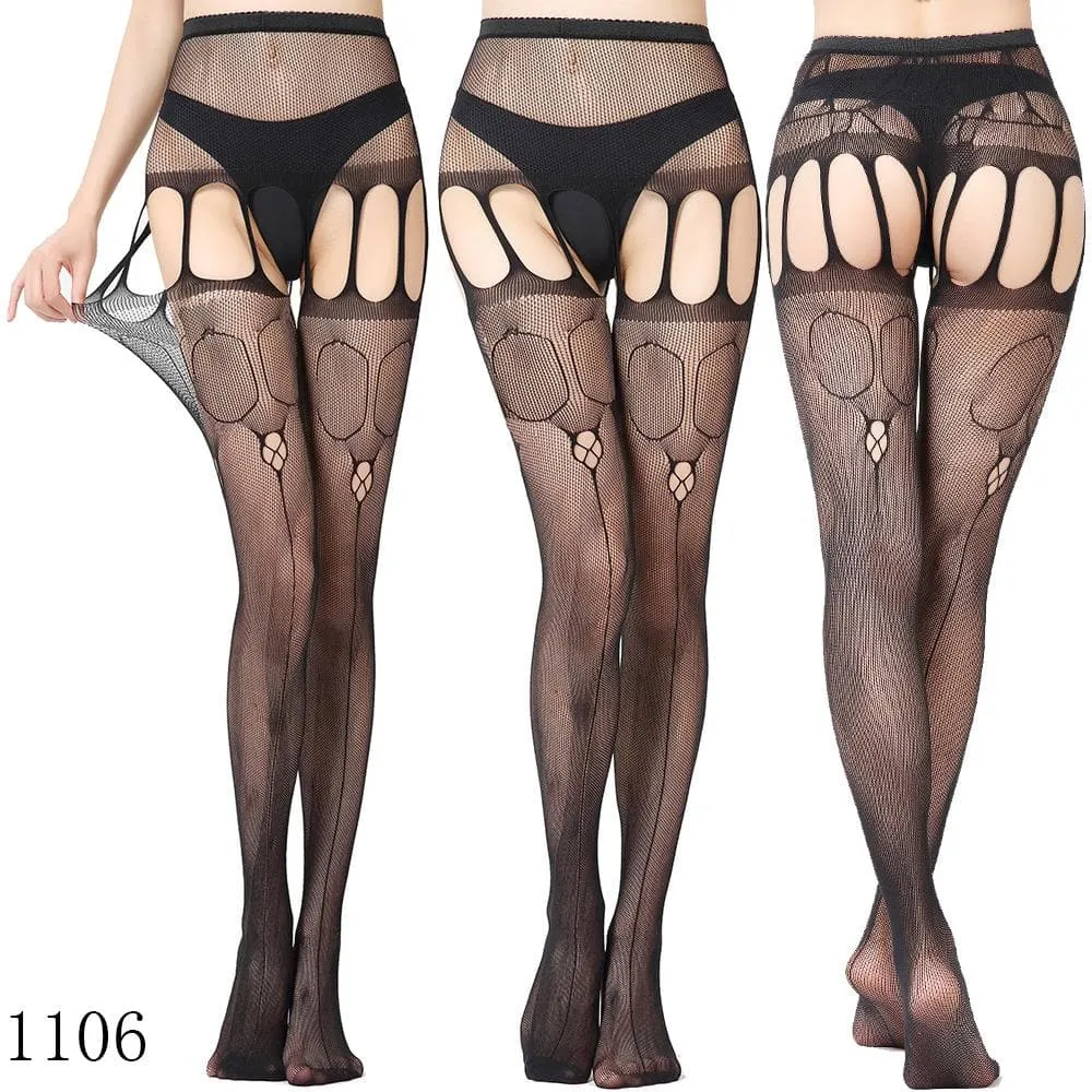 High waist suspender fishnet garter tights pantyhose