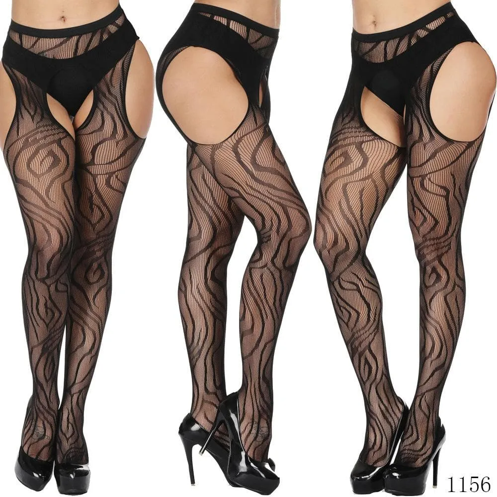 High waist suspender fishnet garter tights pantyhose