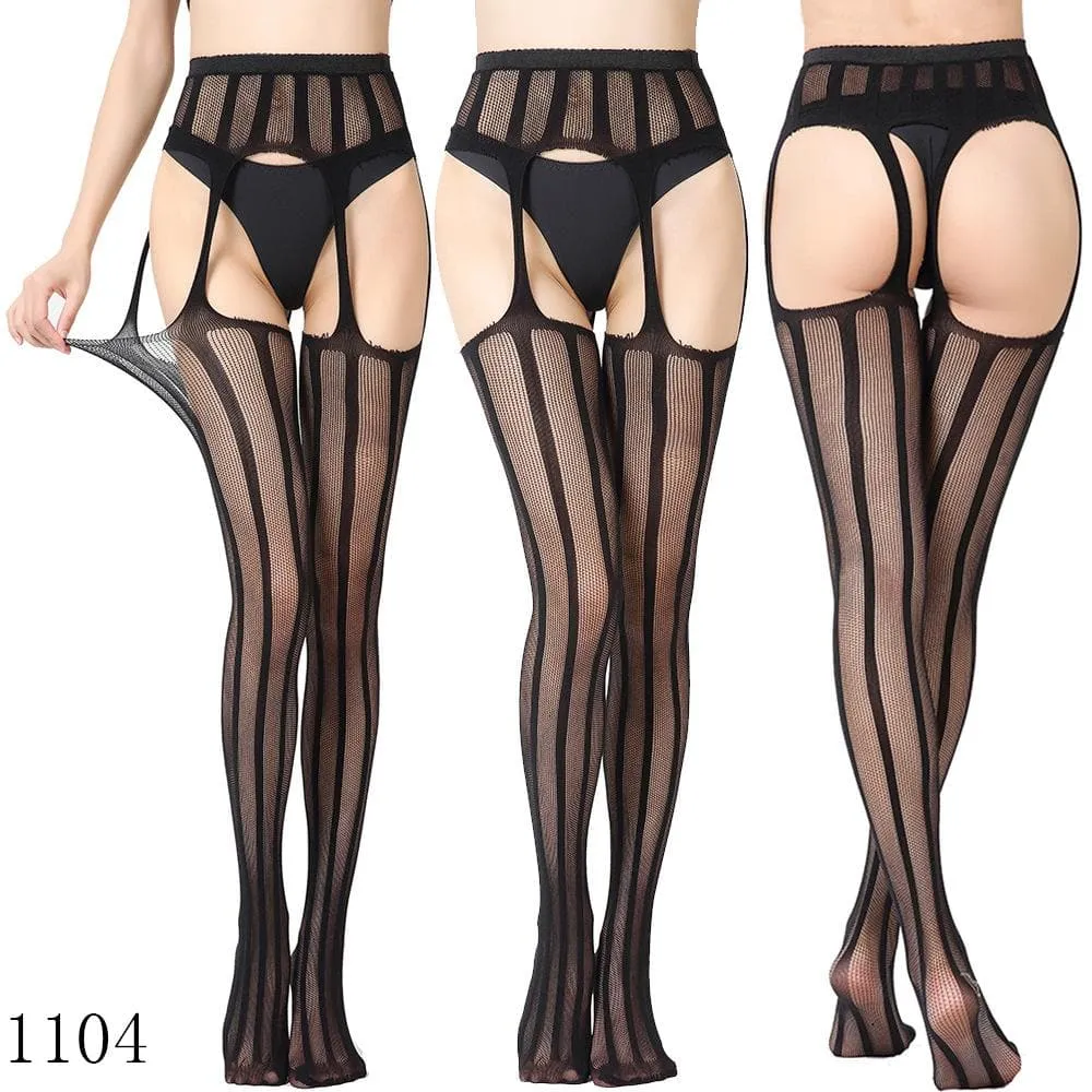 High waist suspender fishnet garter tights pantyhose