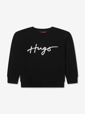 Hugo Girls Organic Cotton Logo Sweatshirt in Black