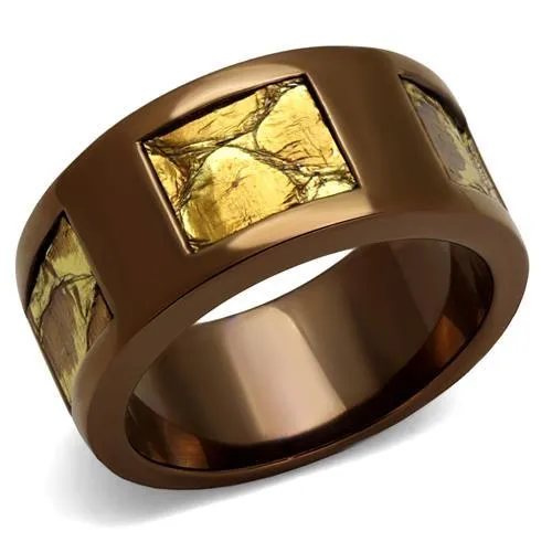 IP Coffee light Stainless Steel Ring with No Stone for Women Style TK2702