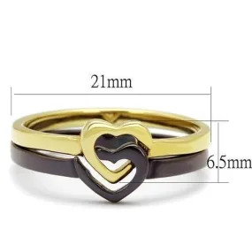 IP Gold & IP Dark Brown (IP coffee) Stainless Steel Ring with No Stone for Women Style TK2548