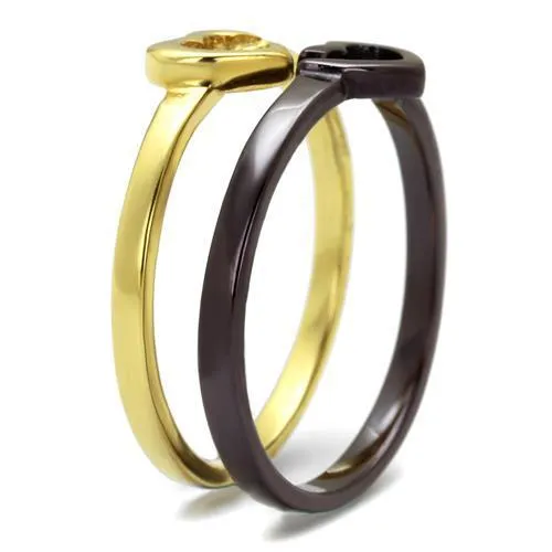 IP Gold & IP Dark Brown (IP coffee) Stainless Steel Ring with No Stone for Women Style TK2548