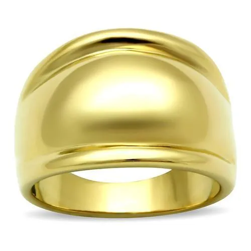 IP Gold(Ion Plating) Brass Ring with No Stone for Women Style GL010