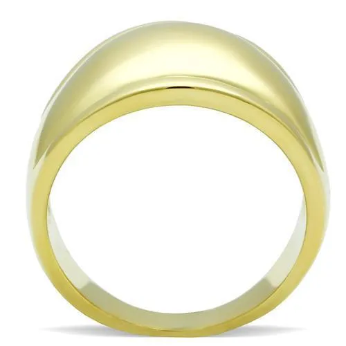 IP Gold(Ion Plating) Brass Ring with No Stone for Women Style GL010